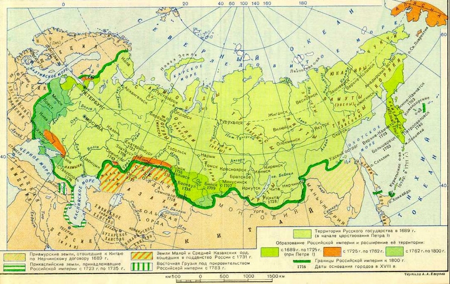 Карта России в 18 веке
